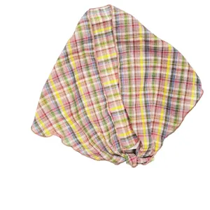 Colorful plaid triangular headscarf, sweet retro pastoral style neckerchief for photography.