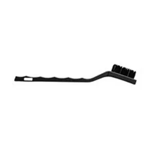 Black cleaning brush detail view showing ergonomic wave handle and dense bristle head for daily use.