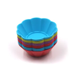 Colorful silicone muffin cups cake molds set for baking kitchen pastry tools, non-stick round.