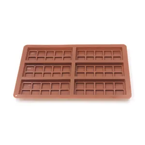 Molde de chocolate de siliciona 6 cavidades rectangular bandeja de horno DIY cocina reposteria