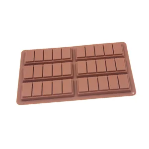 Silicone chocolate mold detail view showing rectangular cavities for DIY baking and waffle making.