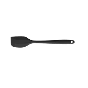 Black silicone spatula scraper with ergonomic handle for kitchen or pet feeding