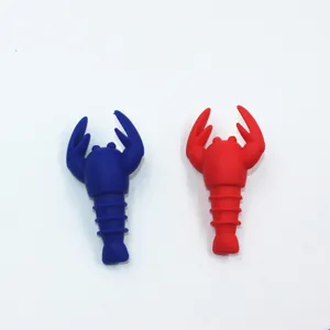 Creative lobster silicone red wine bottle stopper, cute animal wine stoppers set for bar.