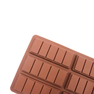 Silicone chocolate mold detail view showing rectangular cavities for DIY baking and waffle making.