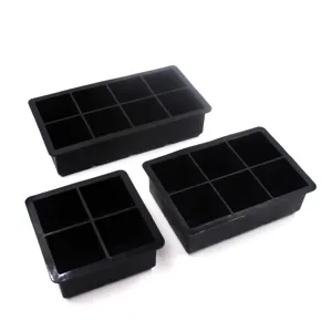 Detalles de bandejas de cubitos de hielo de silicona negra en diseños cuadrados de 4, 6 y 8.