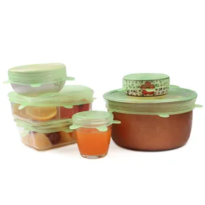 Reusable silicone stretch lids 6-pack for food storage bowls, cups and pots, eco-friendly fresh cover.