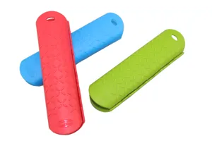 Silicone pot handle cover heat resistant kitchen cookware grip sleeve multi-color set detail view
