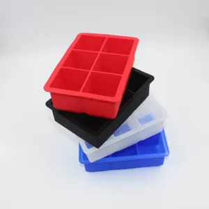 Silikon 6-Fächer quadratische Eiswürfelform, flexible farbige Bar-Werkzeuge für Küche.