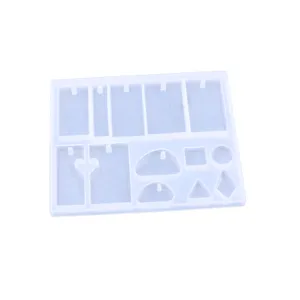Detailed view of clear silicone mold for DIY crystal epoxy resin pendant and jewelry making.