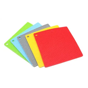 Dettaglio del tappetino isolante in silicone, cucina antiscivolo a nido d'ape