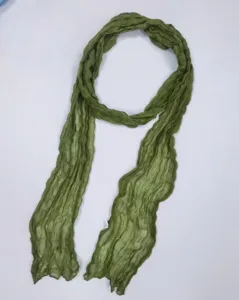 Vrouwen effen kleur lange geplooide sjaal katoen linnen lichtgewicht casual nek mode sjaal