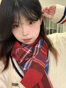 Écharpe à carreaux en fausse cachemire pour femme, châle d'hiver chaud rouge pour le style.