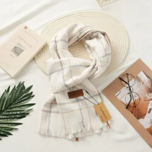 Gezellige ruitjes sjaal met franjes zachte warme winter sjaal elegante dames stola stijl