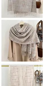 Cozy plaid tassel scarf for women winter thick warm winter scarf stylish plaid shawl wrap