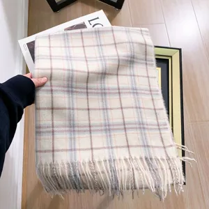 Winter warme ruitjes kwastjes sjaal, zachte kasjmier-achtige unisex casual franje sjaal.