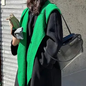 Stile Coreano Casual Cappello e Sciarpa Lavorati A Maglia Sciarpa Integrata Tinta Unita Caldo Inverno Freddo Accessorio Moda Donna