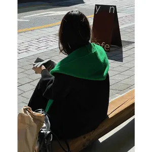 Sciarpa con cappuccio lavorata a maglia stile coreano falso collo caldo invernale accessorio