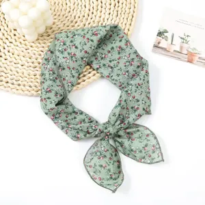 Katoen linnen bloemen hoofddoek zomer veelzijdige vierkante sjaal dames halsdoek.