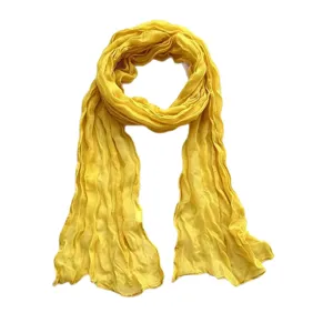 Écharpe longue en coton lin froissé unie style vintage japonais châle léger pour femmes