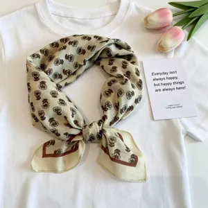 Japanse stijl retro katoen linnen kleine vierkante sjaal bloemige halsdoek voor dames zomer