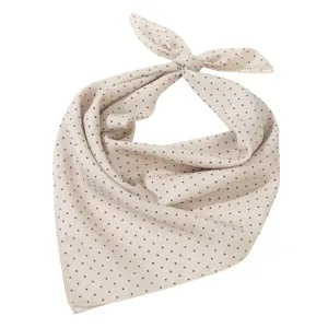 Cotton linen polka dot small square scarf, soft breathable summer decorative neckerchief.