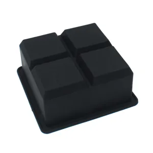 Molde de silicona negra para cubitos de hielo con 4 compartimentos grandes para hielo lento