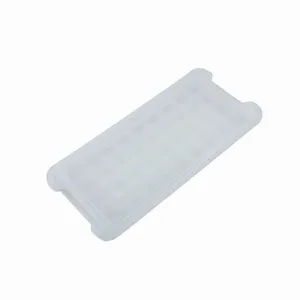 Detail view of the 36-grid ice cube tray with lid, clear silicone mold for homemade ice.