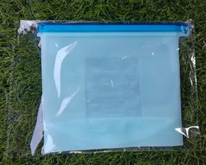 Sacchetto di conservazione in silicone riutilizzabile con chiusura ermetica e scala.