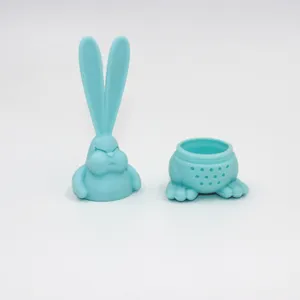 Silikon wütender Hase Tee-Ei Detailansicht, süßer Tee-Filter mit langen Ohren, umweltfreundlich.
