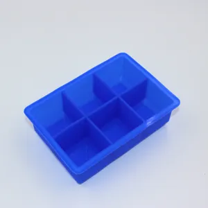 Blaue Silikon 6-Gitter Eiswuerfelform flexible Form fuer Hauskueche Bar und Cocktails.