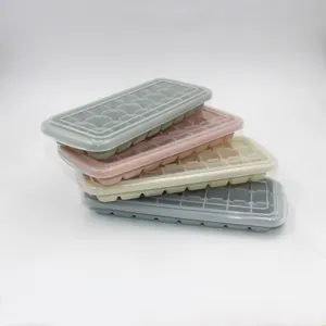 Cubiteras de hielo de silicona apilables con tapa, molde de hielo de 24 rejillas para cocina.