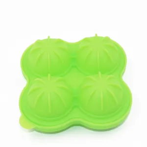 Silicone 4-Cavity Ice Ball Mold, Green Round Ice Cube Maker for Whiskey, Kitchen Tool