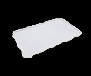 Silicone mold for DIY crystal epoxy resin craft, irregular wavy rectangle fruit tray mold.