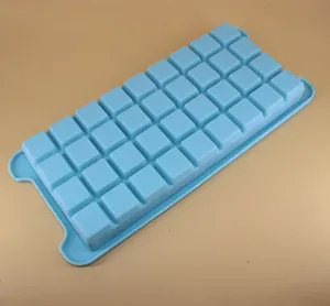 36-grid silicone ice cube tray mold square DIY ice maker box kitchen tool blue color