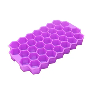 Vassoio per cubetti di ghiaccio a nido d'ape in silicone 37 griglie viola flessibile.