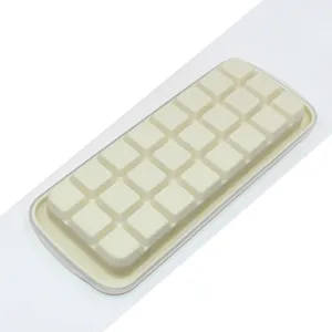 Bandeja de cubitos de hielo de silicona de 24 rejillas con tapa molde para hielo cuadrado