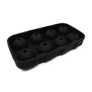 Schwarze 8-Loch Silikon Eisball Form Eiskugelbereiter für Whisky Cocktail Küche Werkzeug