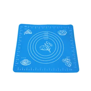 Thick silicone baking mat detail view, heat resistant pastry pad with clear scale and markings.