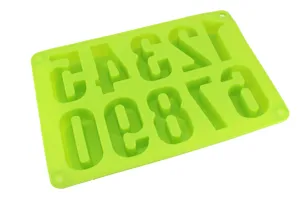 Groene siliconen cijfermal voor DIY-ambachten, harsgieten, chocolade en bakprojecten.