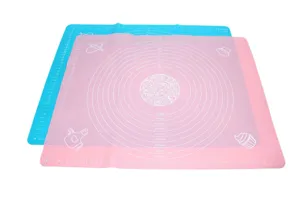 Silicone baking mat detail with clear measurement scales and circles for easy dough kneading.
