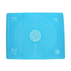 Thickened silicone baking mat with measurement scales and concentric circles for kitchen use.