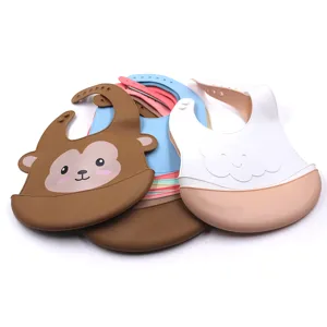 Silicone baby bib waterproof soft feeding bib toddler cute cartoon food catcher toddler meal time clean.