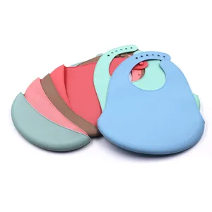 Waterproof silicone baby bib soft feeding bib multi-color infant toddler mealtime essential