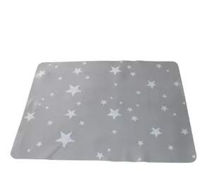 Silicone kneading mat with grey star pattern, non-stick baking pastry mat for kitchen cooking.