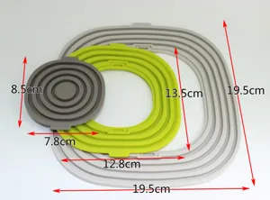 Three-piece silicone foldable heat insulation mat set, high temperature resistant kitchen pot holder.