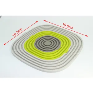 Silicone square heat insulation pad, foldable trivet mat for hot pots and dishes. Durable.