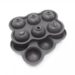 Molde de bolas de hielo de silicona de 6 cavidades, bandeja flexible para whisky cócteles.