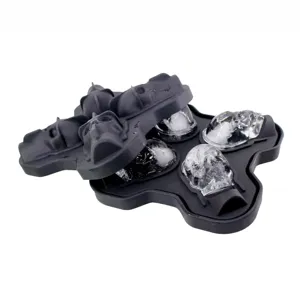 Molde de silicona para cubitos de hielo de calavera 3D 4 cavidades para whisky fiesta