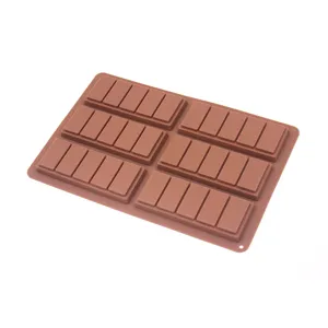 Food Grade Silicone Chocolate Mold 6 Cavity Long Bar Waffle Square Baking Mold DIY Kitchen Pastry Baking Tools