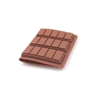 Silicone chocolate mold detail showing rectangular cavities for DIY baking treats.